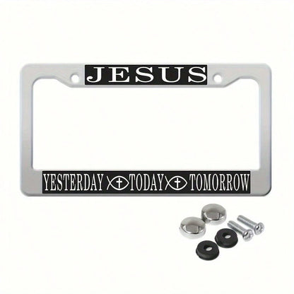 Jesus Today Tomorrow The Day After Tomorrow Metal Or Matte Black License Plate Frame With Screw Caps In North American Style, Valentines Gift, Birthday Gifts, Car, Car Decor, License Plate, Car Acces