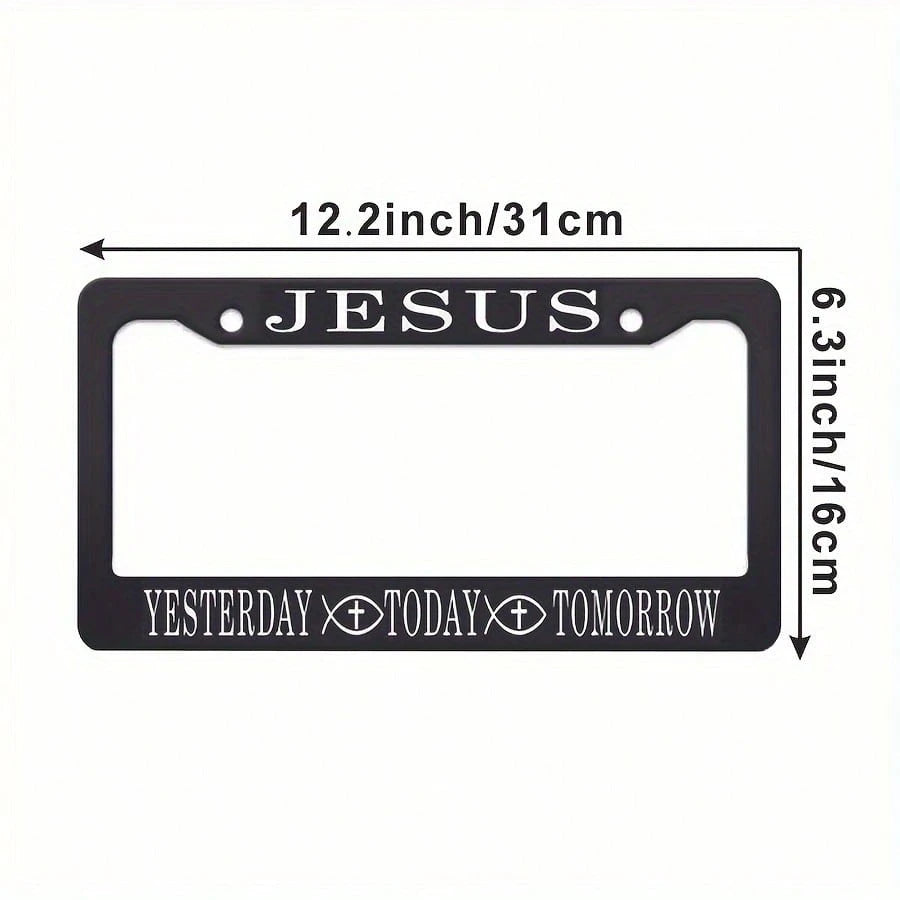 Jesus Today Tomorrow The Day After Tomorrow Metal Or Matte Black License Plate Frame With Screw Caps In North American Style, Valentines Gift, Birthday Gifts, Car, Car Decor, License Plate, Car Acces