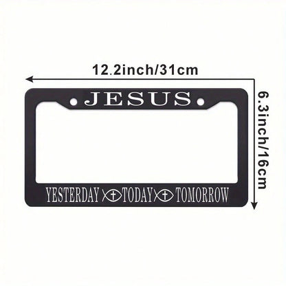 Jesus Today Tomorrow The Day After Tomorrow Metal Or Matte Black License Plate Frame With Screw Caps In North American Style, Valentines Gift, Birthday Gifts, Car, Car Decor, License Plate, Car Acces