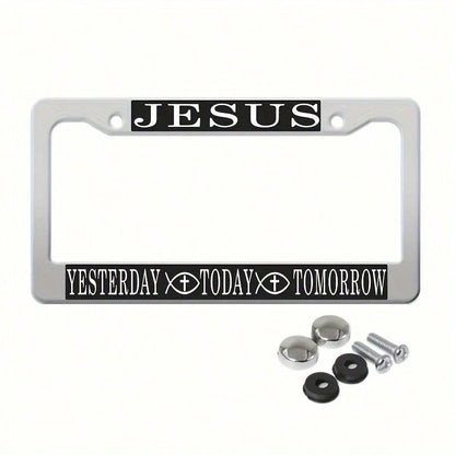 Jesus Today Tomorrow The Day After Tomorrow Metal Or Matte Black License Plate Frame With Screw Caps In North American Style, Valentines Gift, Birthday Gifts, Car, Car Decor, License Plate, Car Acces