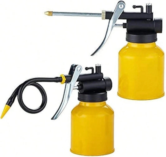 JUNCHI Hand Pump Oiler Can Professional Level 8 Oz Capacity Pump Oiler With Metal &Amp; Long Flex Spout