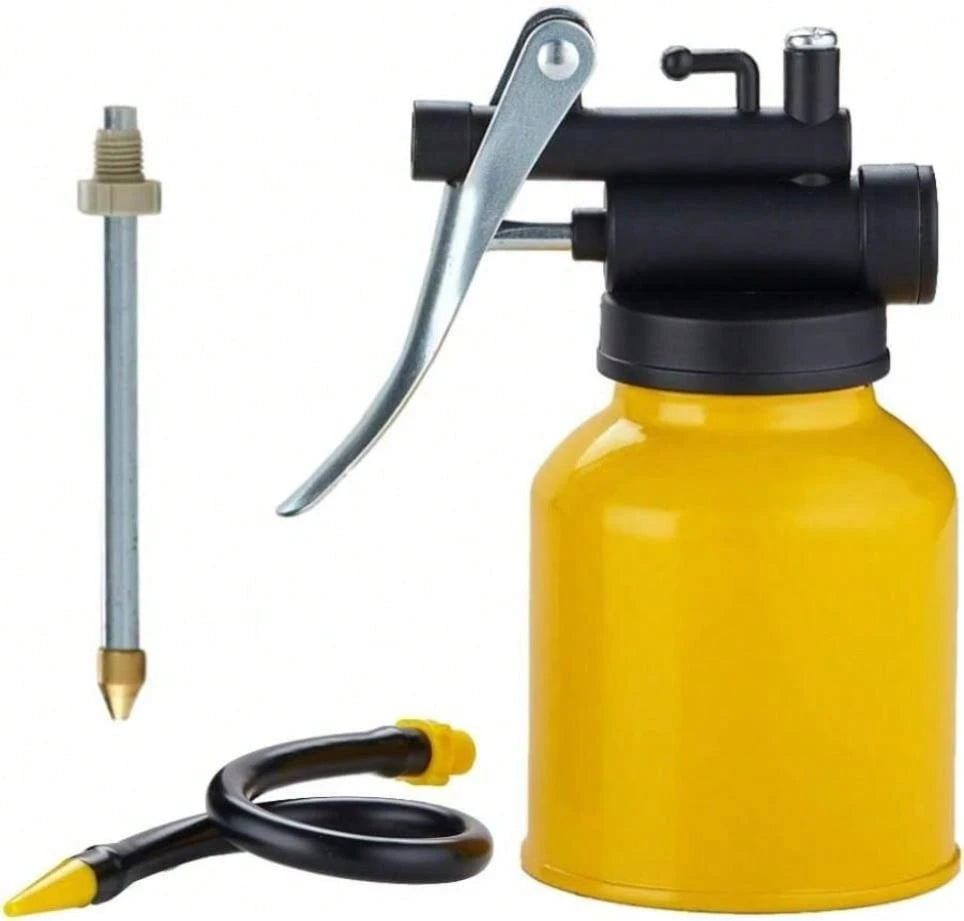 JUNCHI Hand Pump Oiler Can Professional Level 8 Oz Capacity Pump Oiler With Metal &Amp; Long Flex Spout