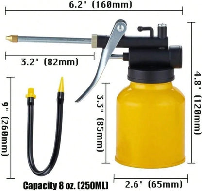 JUNCHI Hand Pump Oiler Can Professional Level 8 Oz Capacity Pump Oiler With Metal &Amp; Long Flex Spout