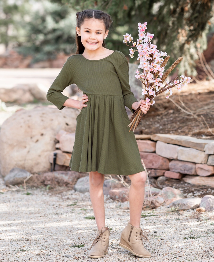 Juniper Knit 3/4 Sleeve Twirl Dress
