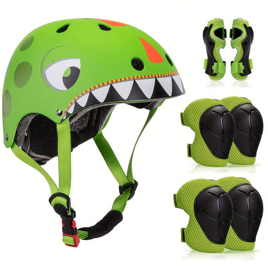 Kids Bike Helmet With Knee & Elbow Pads-Lightweight Multi-Sport Safety Helmet Set For Boys & Girls 5+, Protective Gear For Cycling, Skating & Outdoor Sports, Ideal Gift
