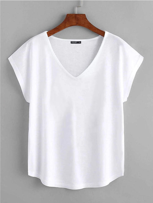 Lacomfia Plus Solid Dolman Sleeve Tee