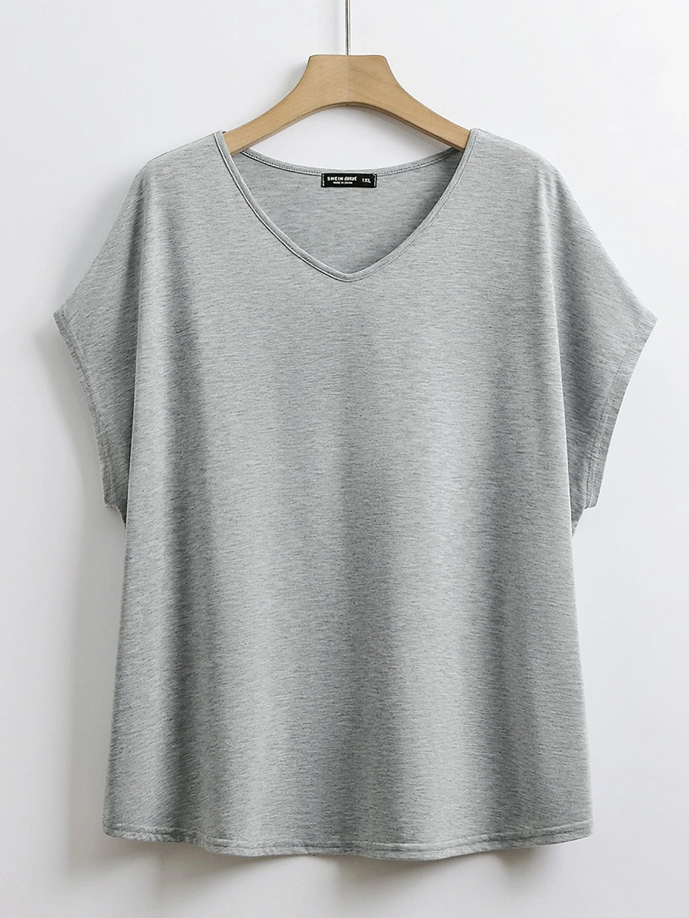 Lacomfia Plus Solid Dolman Sleeve Tee