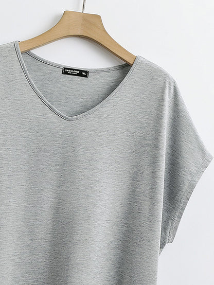 Lacomfia Plus Solid Dolman Sleeve Tee