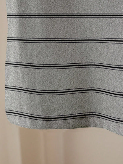 Lalippa Plus Size Women Striped Round Neck Drop Shoulder Loose T-Shirt