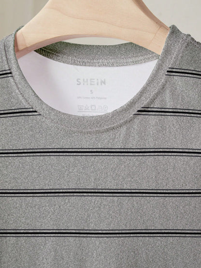 Lalippa Plus Size Women Striped Round Neck Drop Shoulder Loose T-Shirt