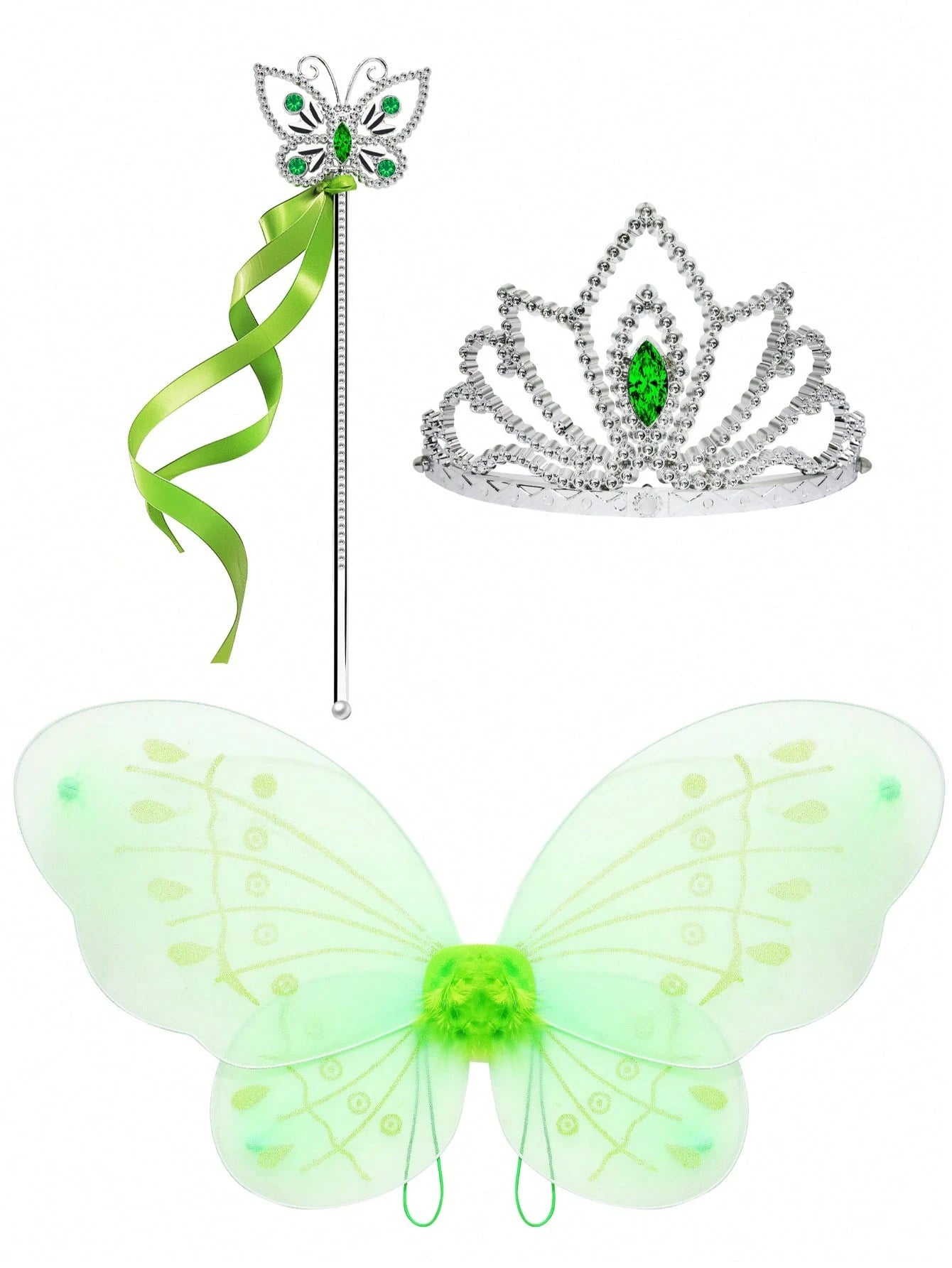 Light Up Dress For Girls Halloween Costume Toddler Fairy Dress & Wings Green Fairy Girls Costume Princess Ball Gown Kids Birthday Party Cosplay Dress Up