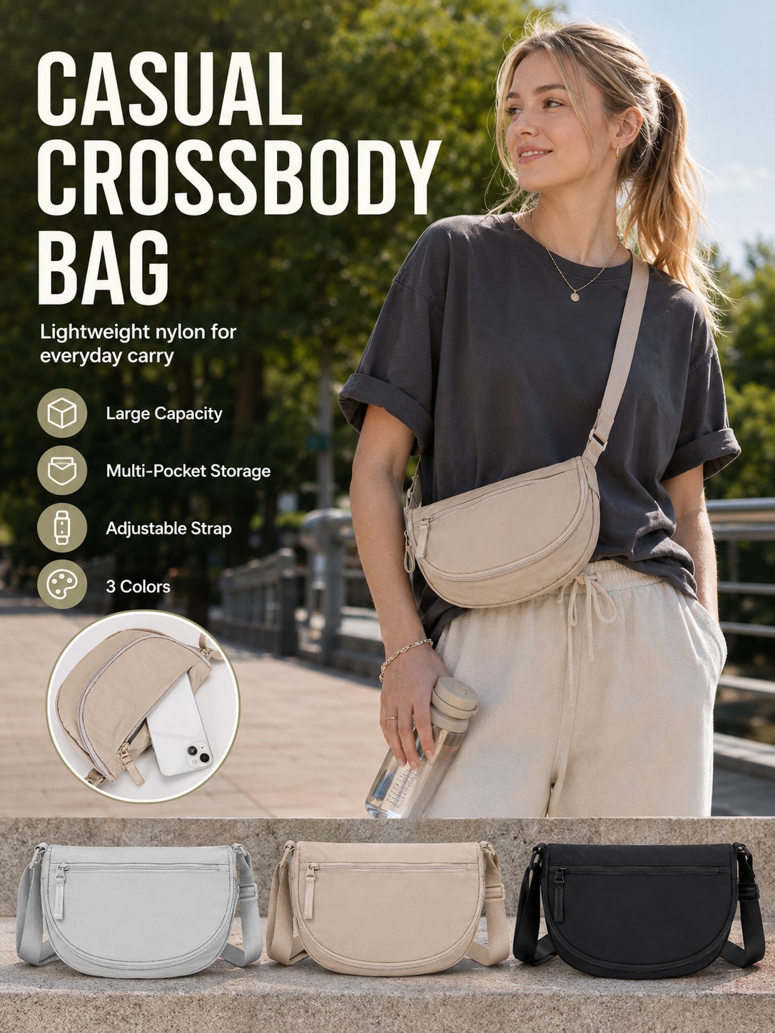 Lightweight Bum Bags, Multi-Layered Design, Casual, Stylish, And Versatile, Perfect For Outdoor Sports, Campus Life, Cycling, Hiking, Camping, And Vacations/ A Great Choice For The Back-To-School Sea