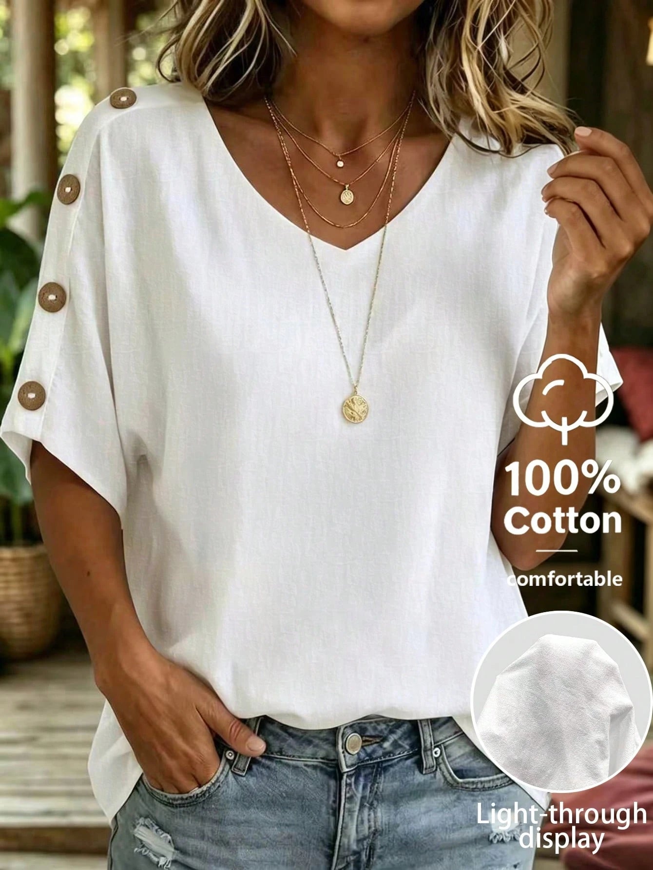 Linhara CURVE Plus Size Women's Textured Fashion Button Shirt For Vacation And Daily Wear Beach Brown Summer Casual Gothic Modest