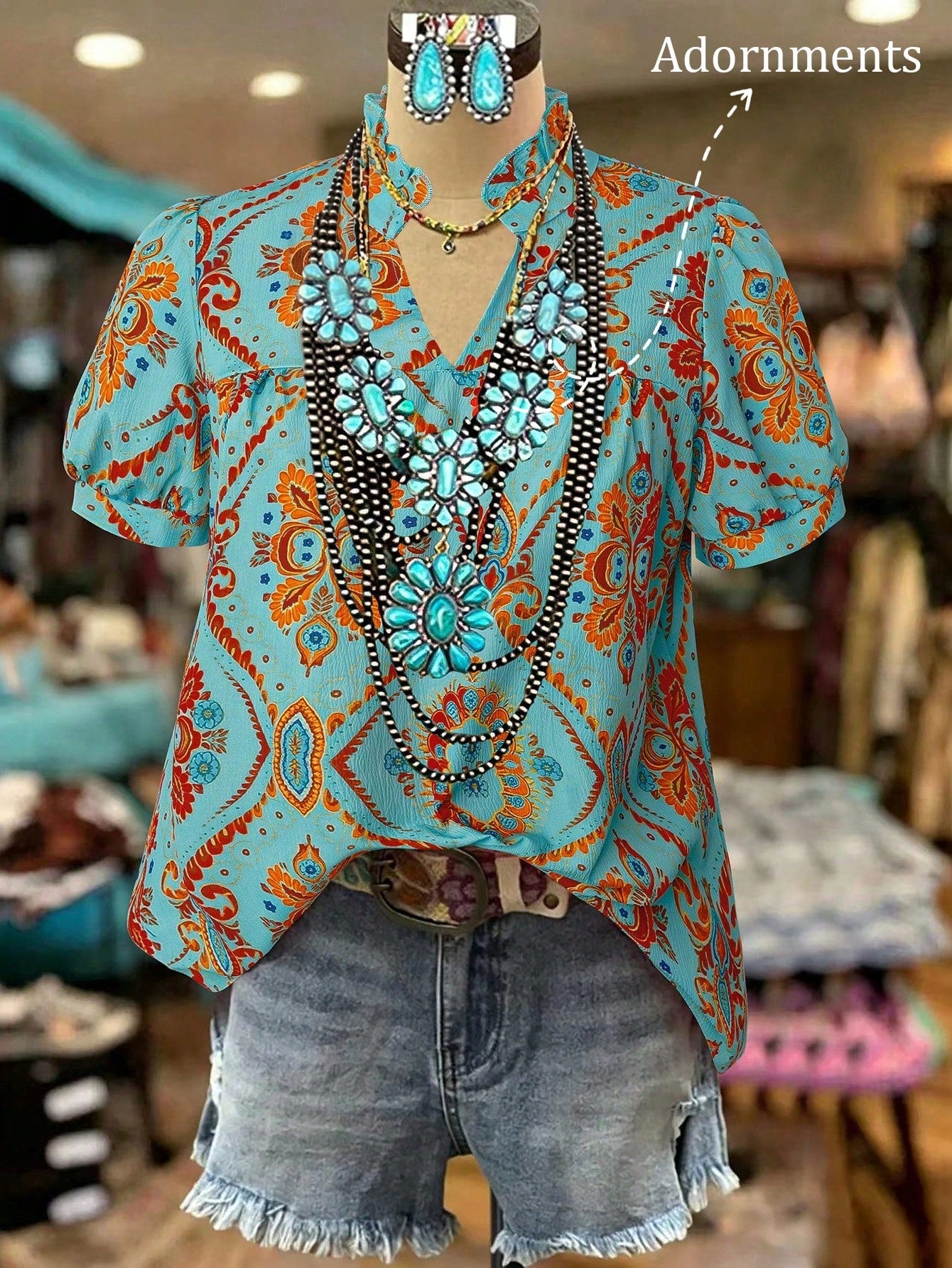 Linhara Plus Size Women Floral V-Neck Short Sleeve Casual Blouse, Vacation/Commute Shirt, Spring/Summer Top