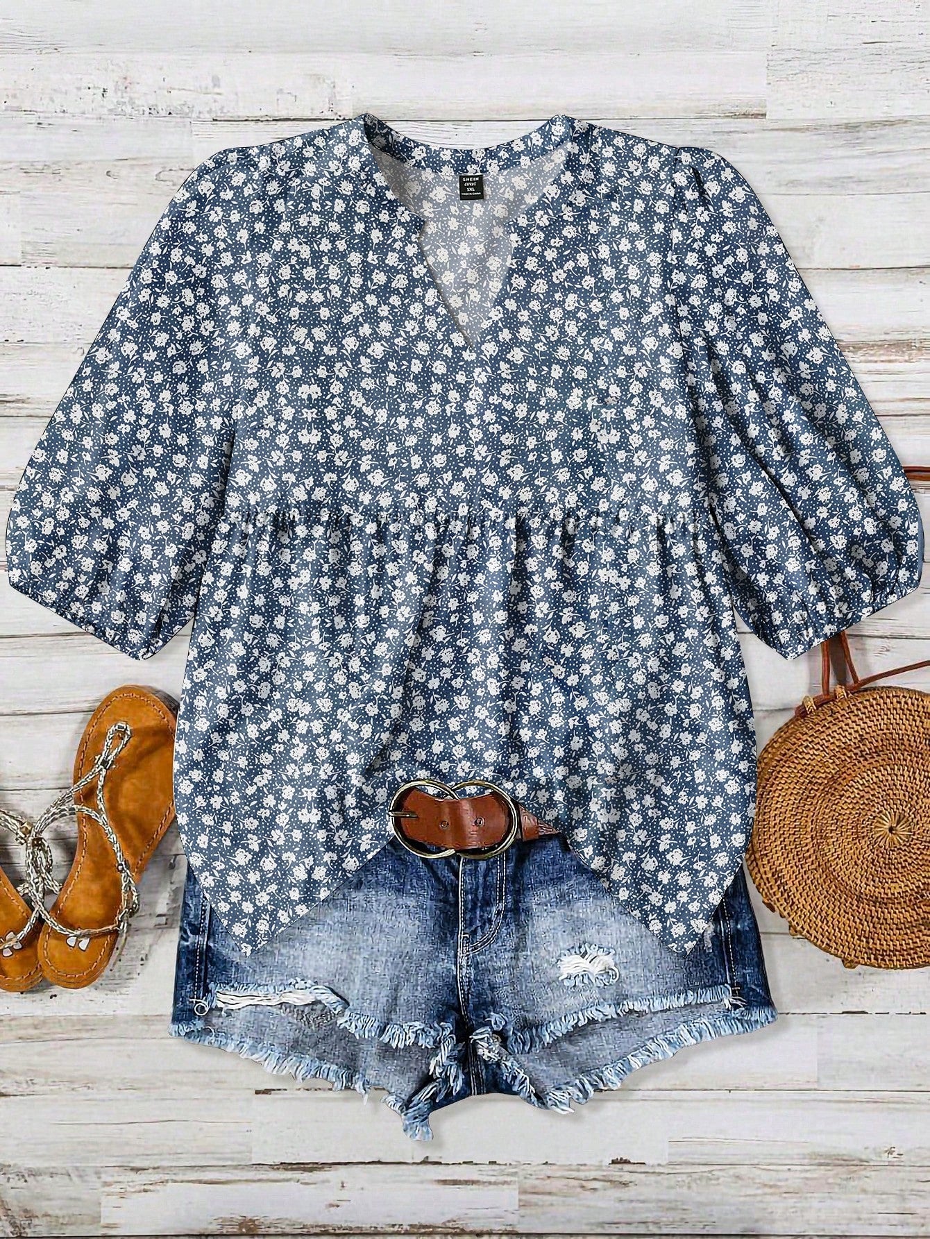Linhara Zanzea Plus Size Women V-Neck Printed Blouse,Beige Summer Boho Vacation Holiday Floral Print Top,Elegant Casual New Arrival Beautiful Latest Tops Fall