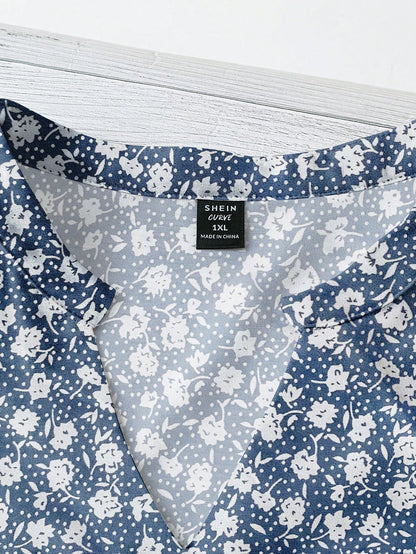Linhara Zanzea Plus Size Women V-Neck Printed Blouse,Beige Summer Boho Vacation Holiday Floral Print Top,Elegant Casual New Arrival Beautiful Latest Tops Fall