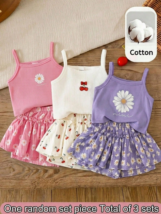 LMoss Kids Baby Girls Baby Girl Summer Squish Cute Daisy Print Loose Outfit, Versatile For Vacation, Casual Daily Wear, Photo Shoot, Camping, Shopping, Travel