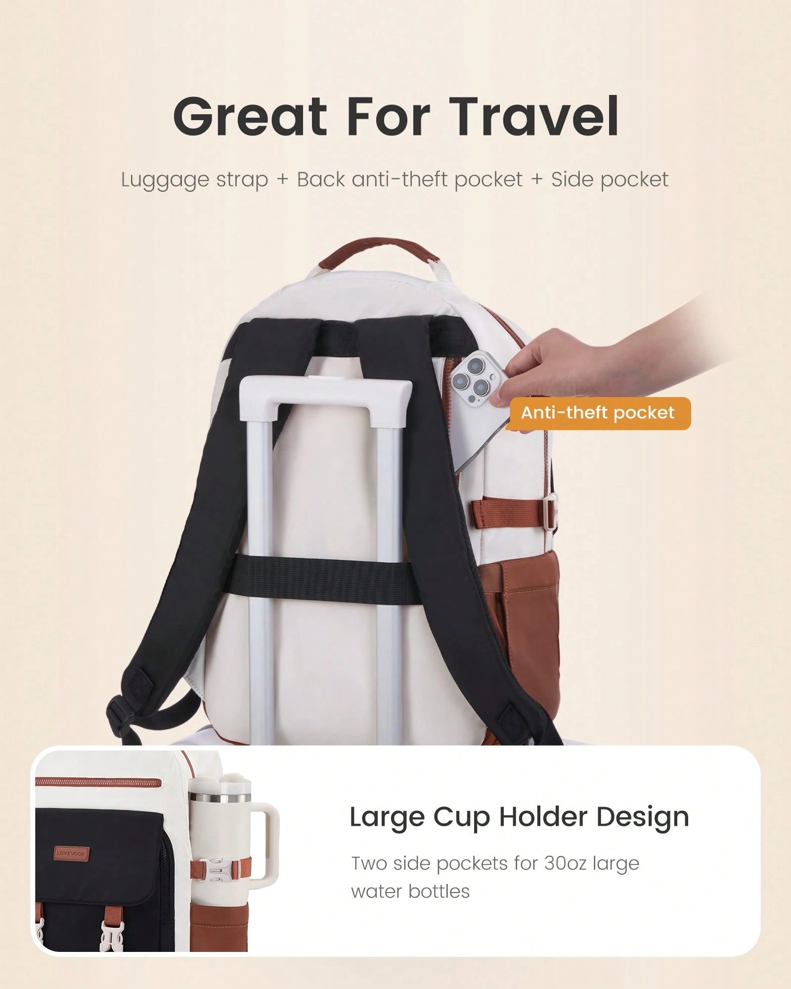 LOVEVOOK School Backpack For Teen Girls,Casual School Backpack 14-18 Teenage 15.6 Inch Laptop Bookbag, Cute Big Student Laptop Backpack For College Women Middle High School Travel Daypack