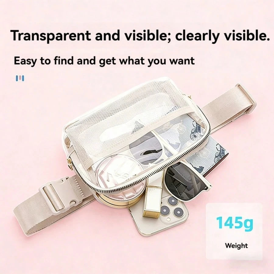 Lulu Same Style PVC Transparent Plastic Cosmetic Bag, Outdoor Sports Running Phone Pouch, Versatile Crossbody Bag For Men & Women, Jelly Bag