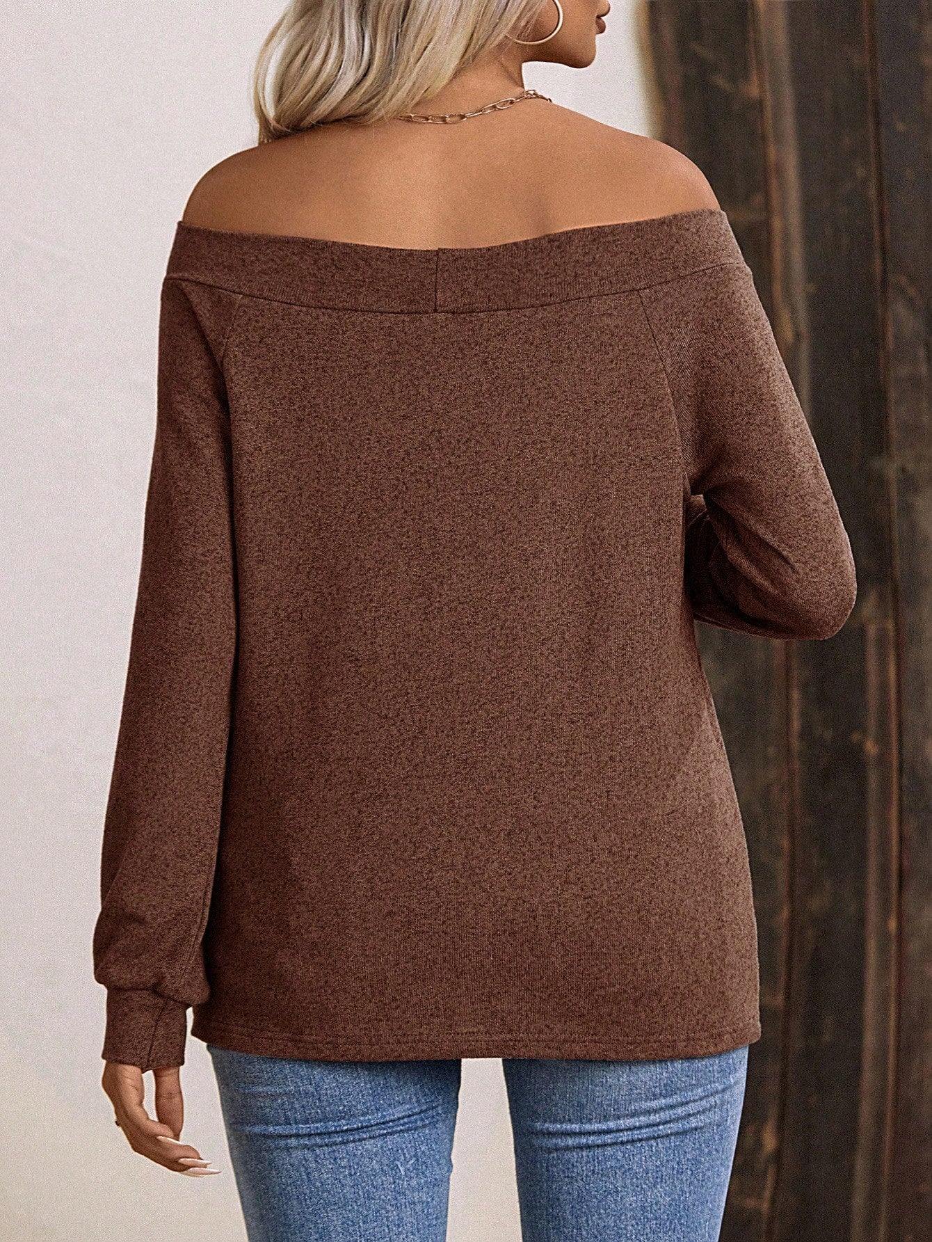 LUNE New Plus Size Women's Fashion Casual Versatile Off-Shoulder Striped Long Sleeve T-Shirt Fall