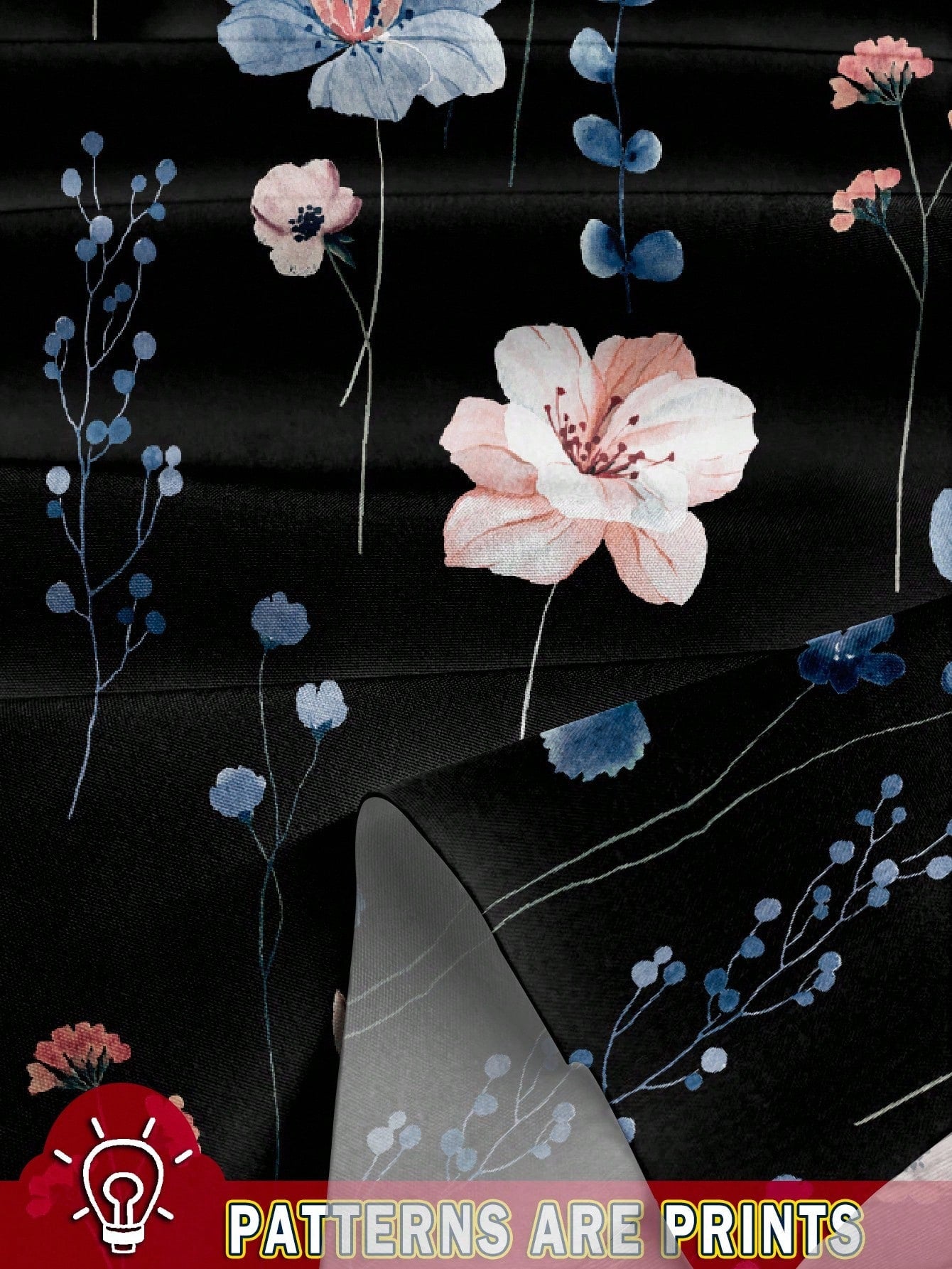 LUNE Plus Size Women Casual Black Summer Boho Vacation Holiday V-Neck Flutter Sleeve Relaxed Fit Blue & White Floral Print Loose Chiffon Shirt Blouse Fall