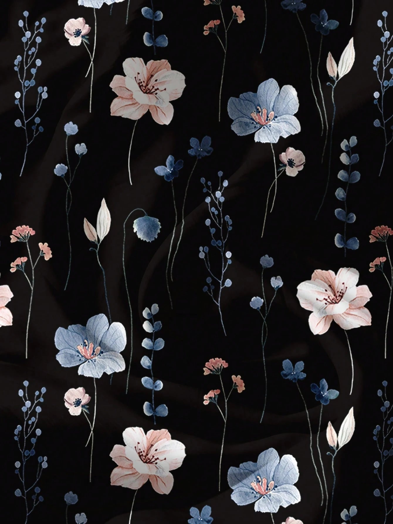 LUNE Plus Size Women Casual Black Summer Boho Vacation Holiday V-Neck Flutter Sleeve Relaxed Fit Blue & White Floral Print Loose Chiffon Shirt Blouse Fall