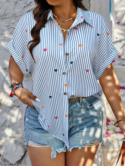 LUNE Plus Size Women Regular Loose Casual Short Sleeve Blouse, Summer