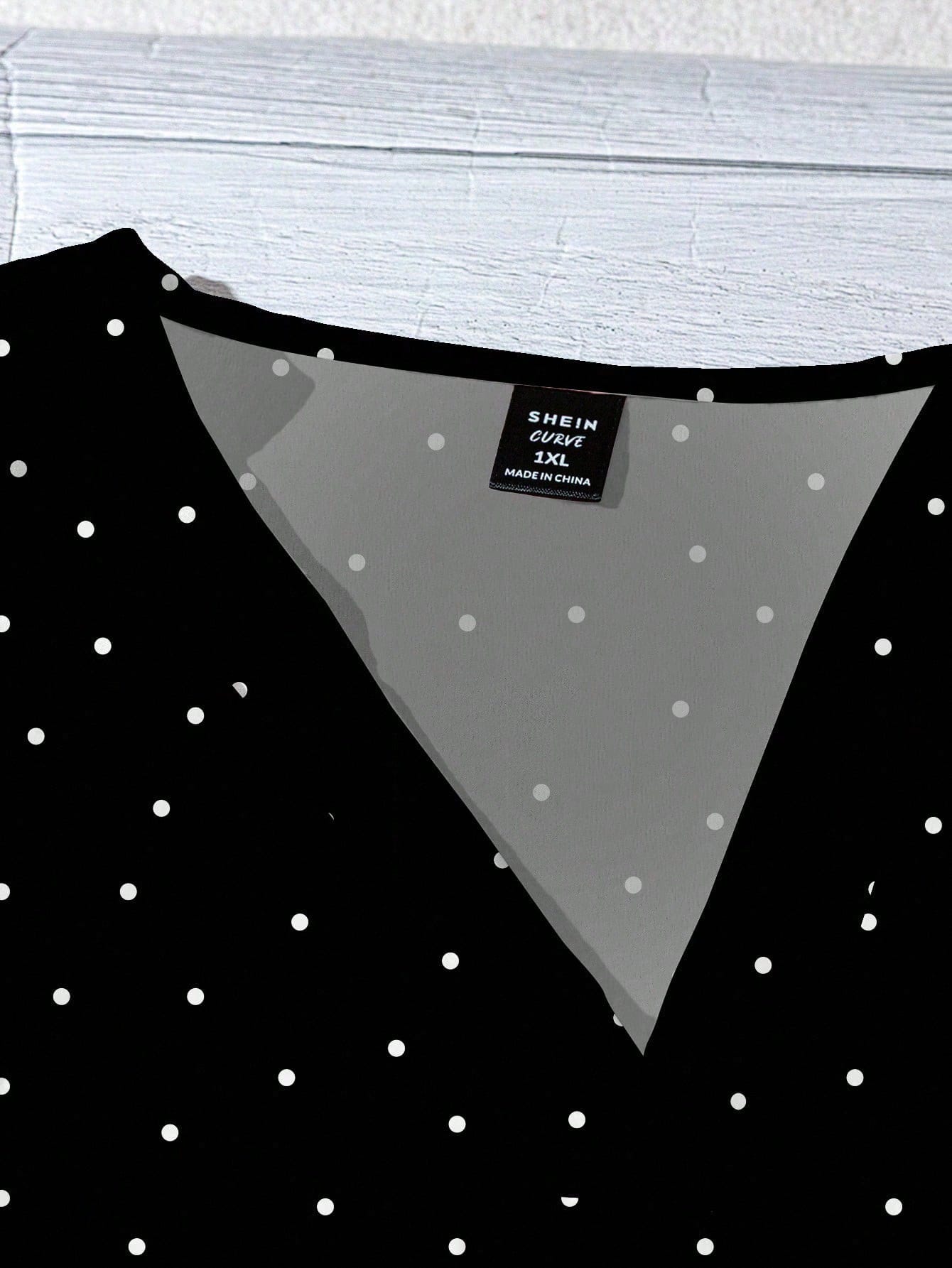 LUNE Plus Size Women's Summer Black And White Polka Dot V-Neck Loose Shirt,Flutter Sleeves Smart Casual Chic Blouses For Vacation,Spring Holiday Style Fall
