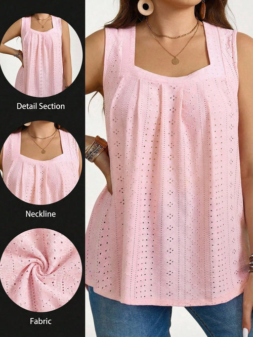 LUNE Plus Size Women Summer Casual Pink Schiffy Tank Top Summer