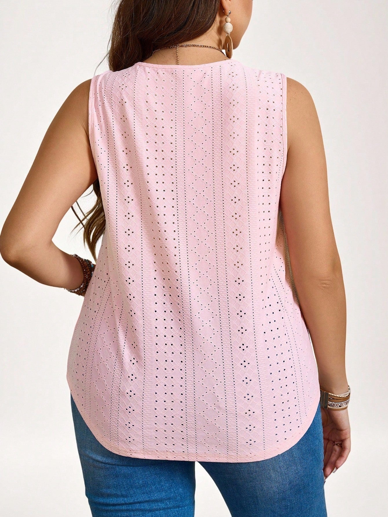 LUNE Plus Size Women Summer Casual Pink Schiffy Tank Top Summer