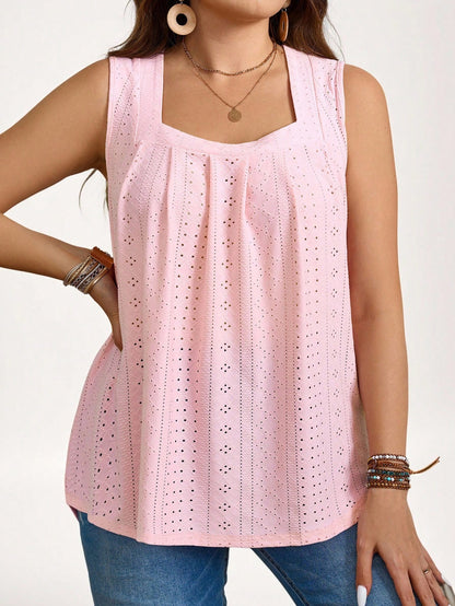 LUNE Plus Size Women Summer Casual Pink Schiffy Tank Top Summer