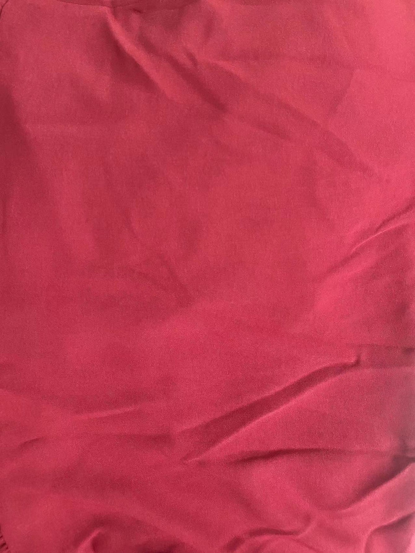 LUNE Roll Cuff Ruffle Hem Solid Dress Burgundy Color Women Outfit