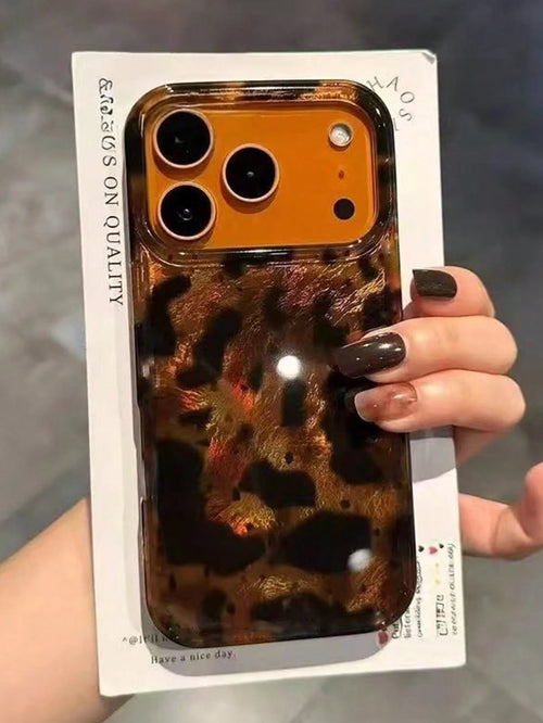 Luxury Leopard Print & Shell Pattern Phone Case, Suitable For IPhone 17 Pro Max, 17 Pro, 17 Air, 17, 16, 15, 14 Plus, 13, 12 Pro Max, 11, Fashionable Anti-Drop Back Cover