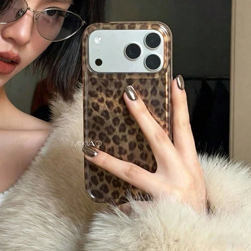 Luxury Leopard Print & Shell Pattern Phone Case, Suitable For IPhone 17 Pro Max, 17 Pro, 17 Air, 17, 16, 15, 14 Plus, 13, 12 Pro Max, 11, Fashionable Anti-Drop Back Cover