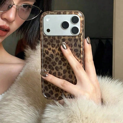 Luxury Leopard Print & Shell Pattern Phone Case, Suitable For IPhone 17 Pro Max, 17 Pro, 17 Air, 17, 16, 15, 14 Plus, 13, 12 Pro Max, 11, Fashionable Anti-Drop Back Cover