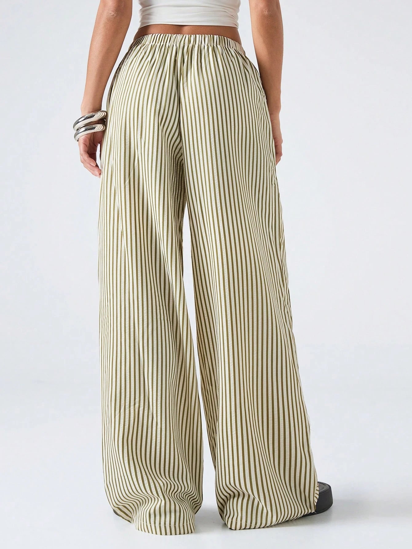 LYSMO Women's Casual Striped Drawstring Waist Loose Pants