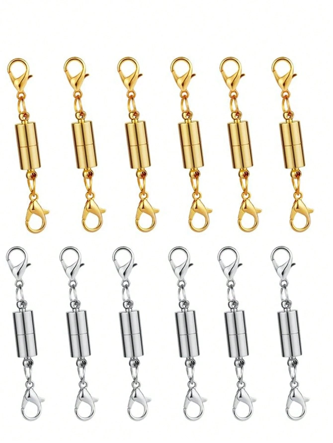 Magnetic Necklace Clasp And Rings. Necklace Extender With Strong Magnets. Magnetic Clasps For Making Necklaces And Bracelets. Gold And Silver Plated