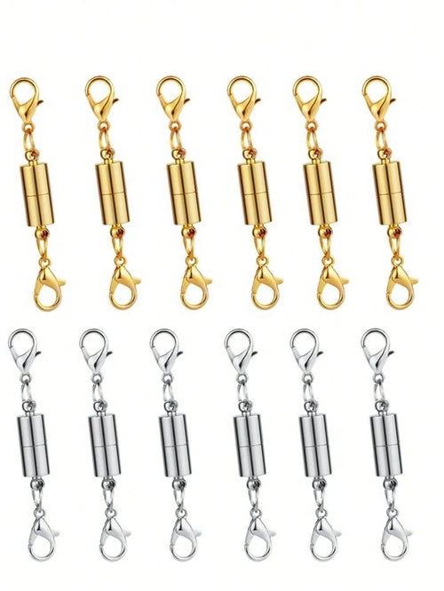 Magnetic Necklace Clasp And Rings. Necklace Extender With Strong Magnets. Magnetic Clasps For Making Necklaces And Bracelets. Gold And Silver Plated