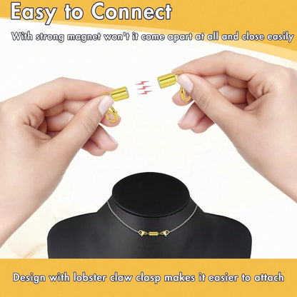 Magnetic Necklace Clasp And Rings. Necklace Extender With Strong Magnets. Magnetic Clasps For Making Necklaces And Bracelets. Gold And Silver Plated