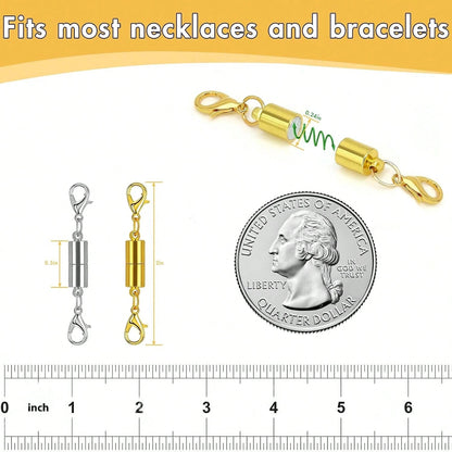 Magnetic Necklace Clasp And Rings. Necklace Extender With Strong Magnets. Magnetic Clasps For Making Necklaces And Bracelets. Gold And Silver Plated