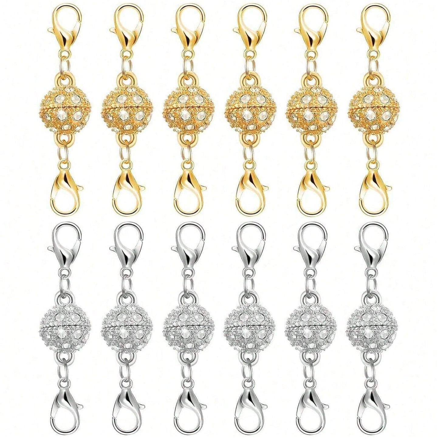 Magnetic Necklace Clasp And Rings. Necklace Extender With Strong Magnets. Magnetic Clasps For Making Necklaces And Bracelets. Gold And Silver Plated