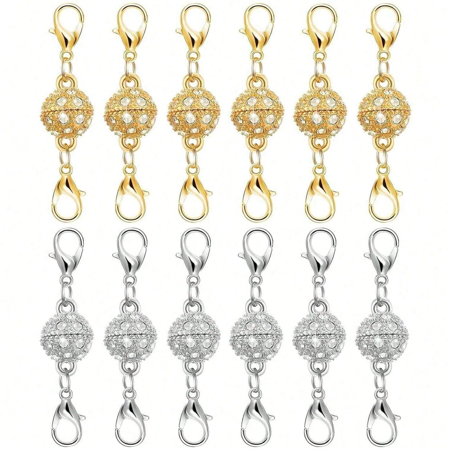 Magnetic Necklace Clasp And Rings. Necklace Extender With Strong Magnets. Magnetic Clasps For Making Necklaces And Bracelets. Gold And Silver Plated