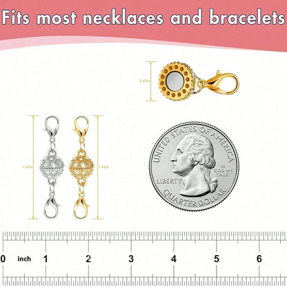 Magnetic Necklace Clasp And Rings. Necklace Extender With Strong Magnets. Magnetic Clasps For Making Necklaces And Bracelets. Gold And Silver Plated