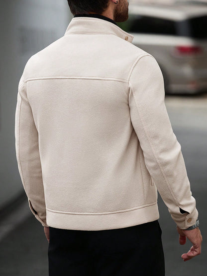 Manfinity CasualCool Men's Khaki Stand Collar Zip-Up Casual Jacket