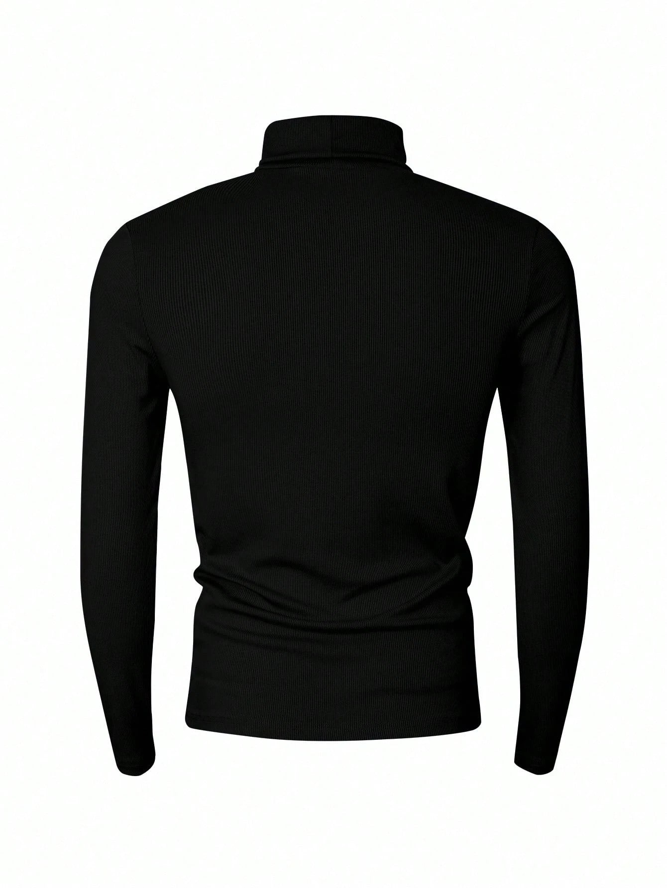 Manfinity Dauomo Men's Casual Solid Color Turtleneck Slim Fit Long Sleeve T-Shirt, Autumn/Winter, Fall