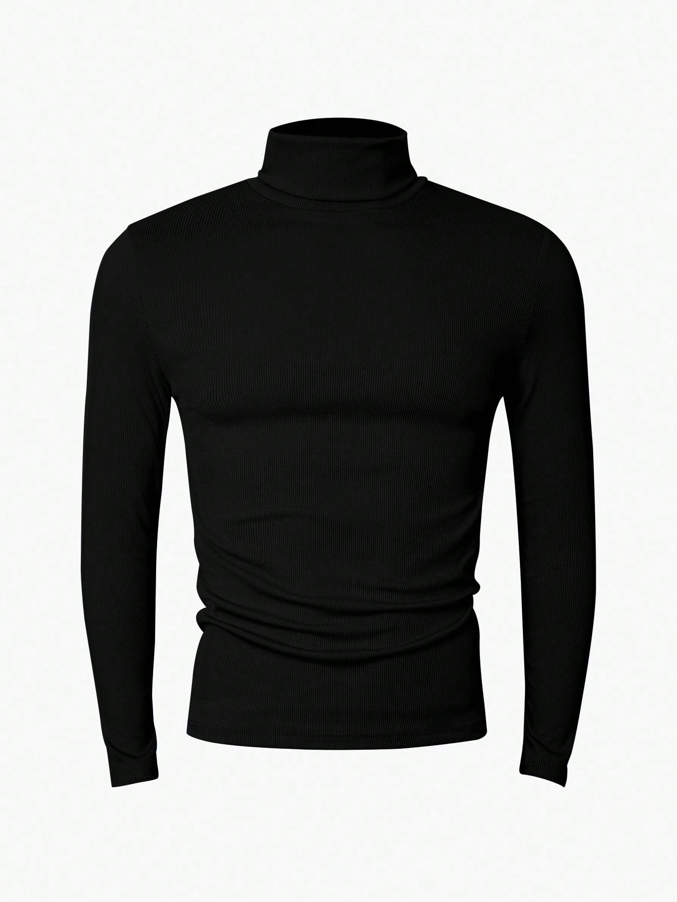 Manfinity Dauomo Men's Casual Solid Color Turtleneck Slim Fit Long Sleeve T-Shirt, Autumn/Winter, Fall