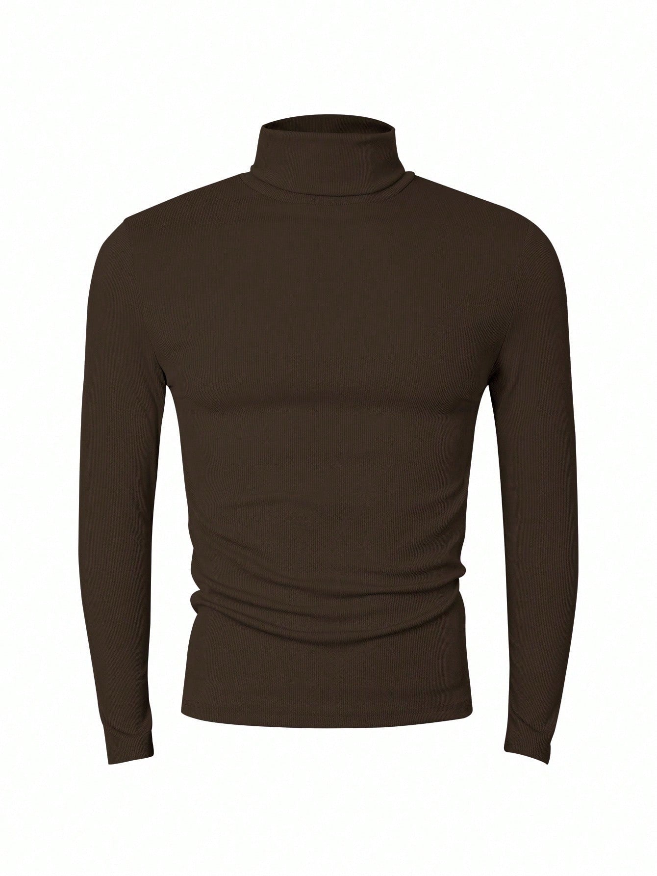 Manfinity Dauomo Men's Casual Solid Color Turtleneck Slim Fit Long Sleeve T-Shirt, Autumn/Winter, Fall