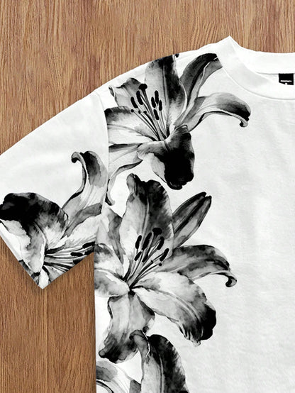 Manfinity Joysei Men's Casual Floral Print T-Shirt, Summer, Holiday