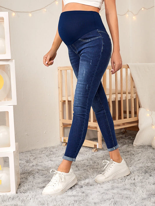 Maternity High Waist Ripped Skinny Jeans