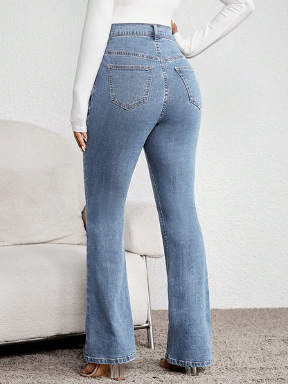 Maternity Jeans, Casual Slim Fit Flare Leg, Comfortable Stretch